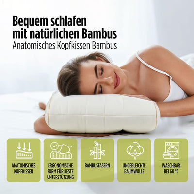 Vitapur Ergonomisches Nackenkissen & Kopfkissen für Breite Schultern - Premium Bambus Anatomisches K