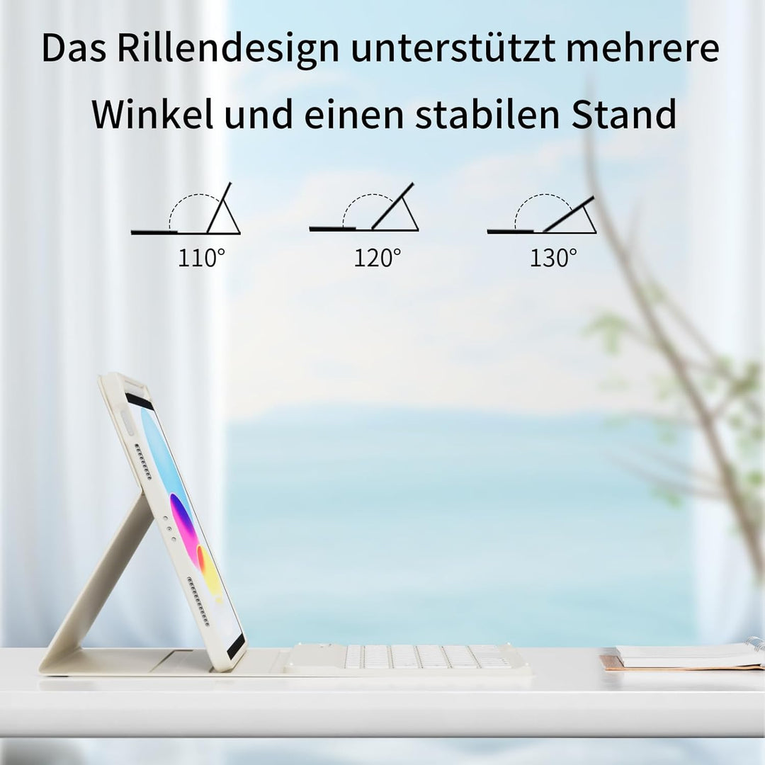 Tastatur Hülle für iPad A16 11. / 10. Generation (2025/2022, 11/10,9 Zoll), 7-farbige Hintergrundbel