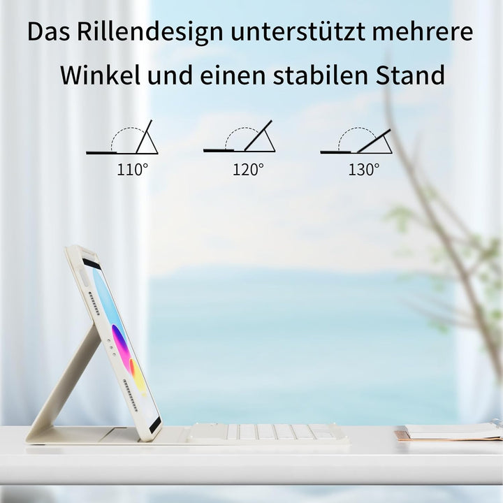 Tastatur Hülle für iPad A16 11. / 10. Generation (2025/2022, 11/10,9 Zoll), 7-farbige Hintergrundbel