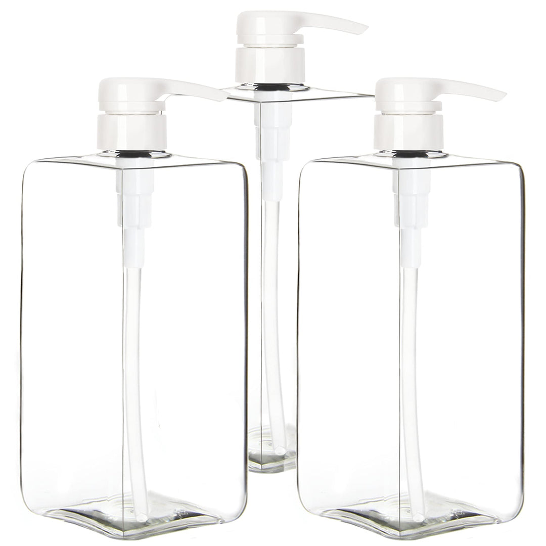 Youngever 3er-Set 1L Pumpflaschen für Shampoo, Mehrweg Kunststoff Pumpspender Seifenspender Dispense