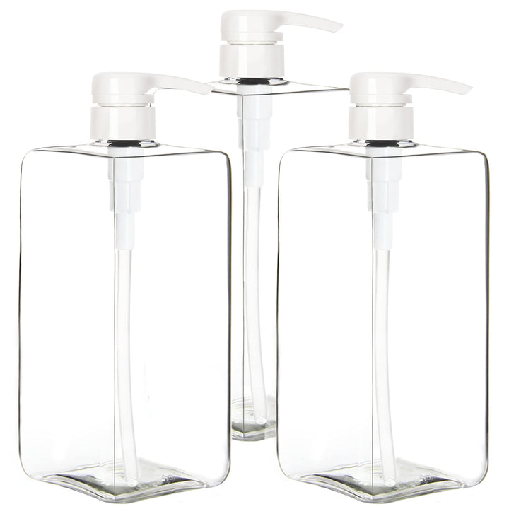 Youngever 3er-Set 1L Pumpflaschen für Shampoo, Mehrweg Kunststoff Pumpspender Seifenspender Dispense