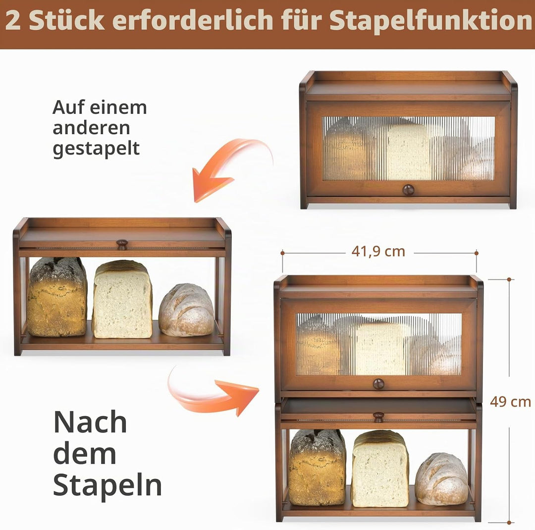 BAMBANG Extragross Bambus Brotbox für Küchentheke (Bernsteinfarben), Bernsteinfarben