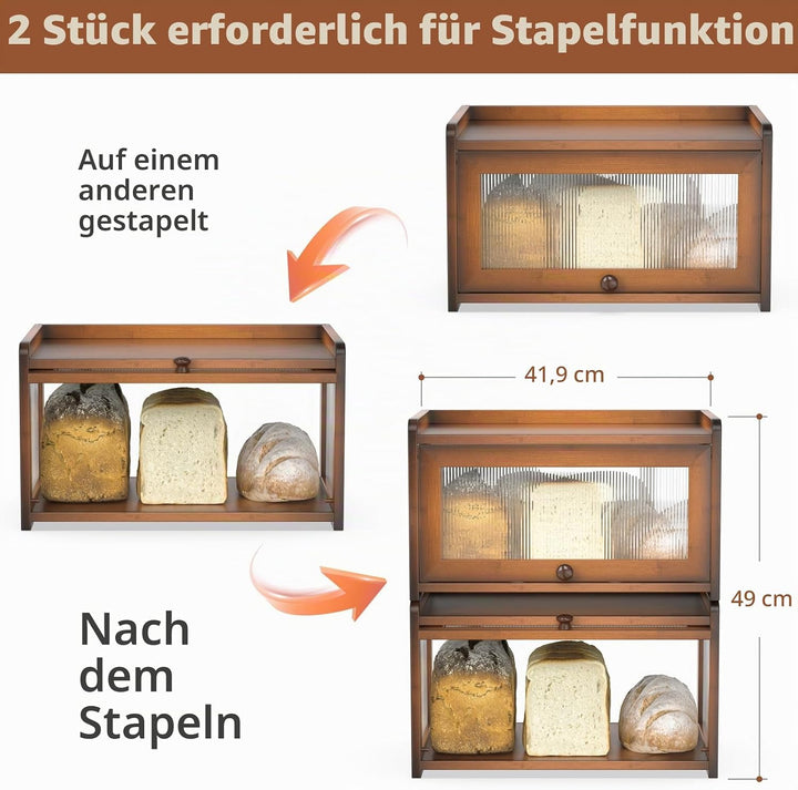BAMBANG Extragross Bambus Brotbox für Küchentheke (Bernsteinfarben), Bernsteinfarben