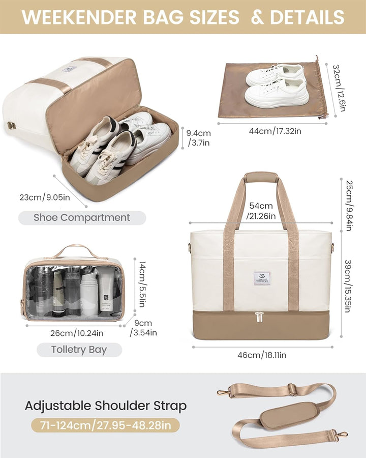 LOVEVOOK Reisetasche Damen, Wasserdicht Weekender Travel Bag mit Schuhfach, Duffle Bag Kliniktasche