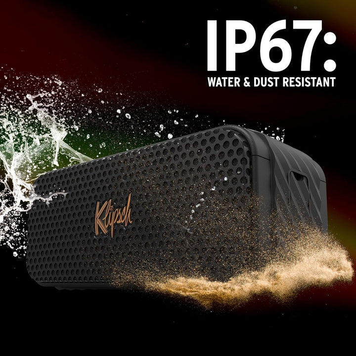 Klipsch, Nashville, Tragbarer Bluetooth-Lautsprecher, IP67-Standard, Wasser- und staubabweisend, 24