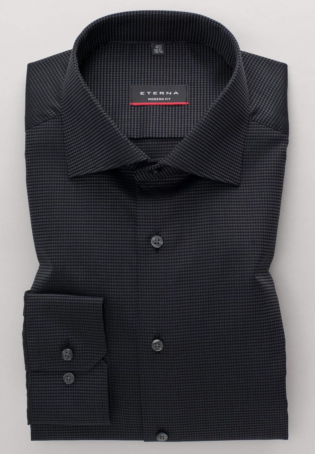 eterna Langarm Hemd Modern Fit Kettlancé strukturiert,W41 Langarm,Schwarz