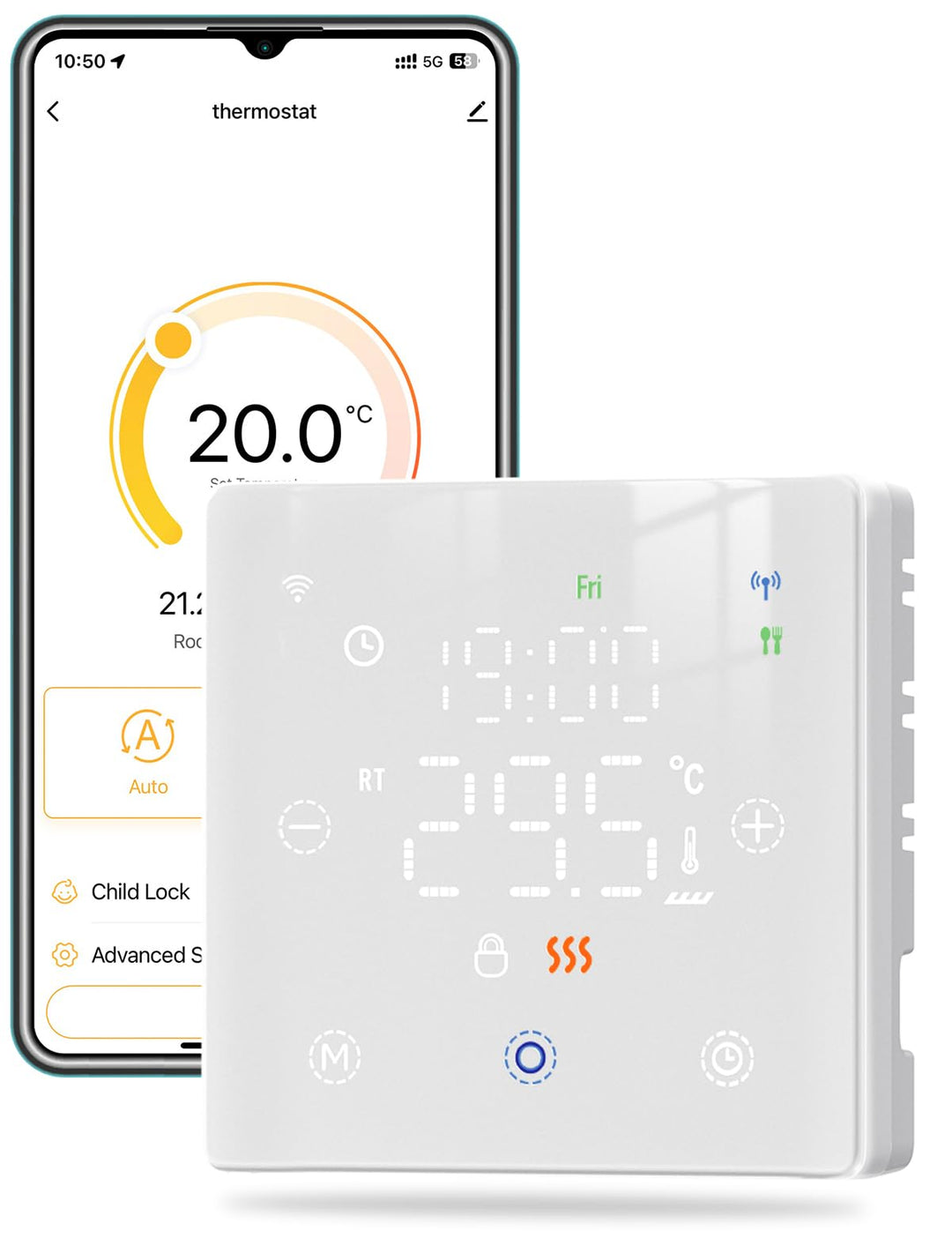 MOES Smart Thermostat für Kessel,Batteriebetrieben,WLAN Raumthermostat Programmierbares Kompatibel A