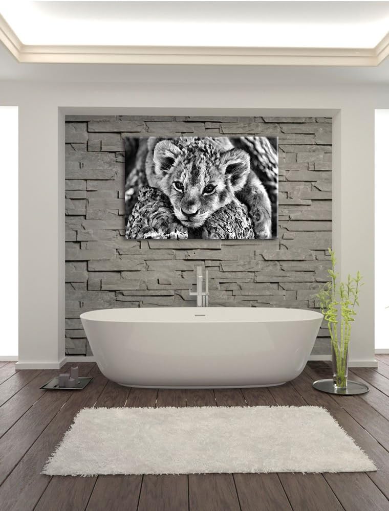 Pixxprint Süsses Tigerbaby / 100x70cm Leinwandbild bespannt auf Holzrahmen/Wandbild Kunstdruck Dekor