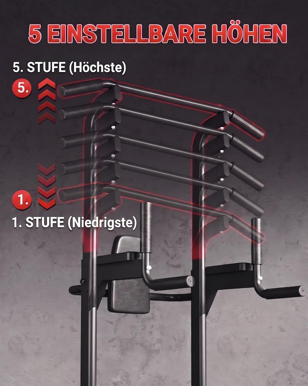 Garvee Power Tower Klimmzug- Und Dip-Station Für Heimfitness – 450 kg Belastbarkeit, Höhenverstellba