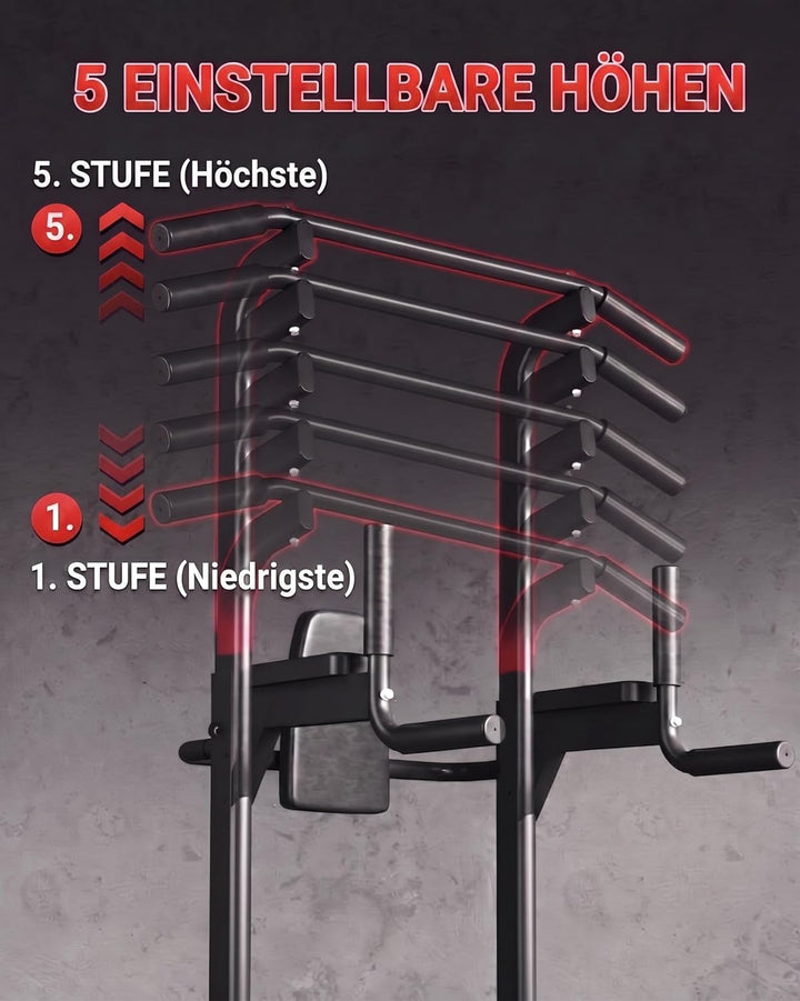 Garvee Power Tower Klimmzug- Und Dip-Station Für Heimfitness – 450 kg Belastbarkeit, Höhenverstellba