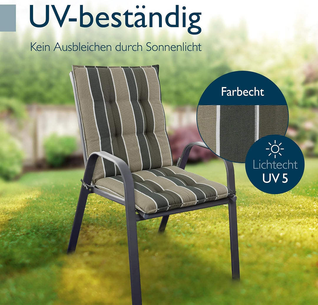 Beautissu 5er Set Premium Niedriglehner Auflage Gartenstuhl 100x50cm Sun-NL – 8cm Dick Polster Garte
