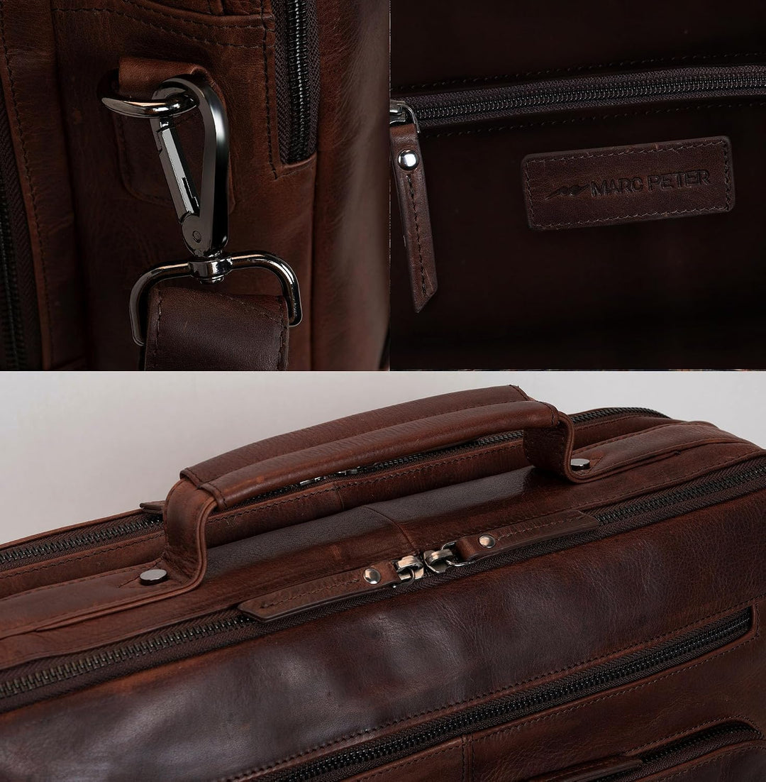 Marc Peter® Laptoptasche Auckland 15,6 Zoll Leder I Umhängetasche für Laptop I Aktentasche für Noteb