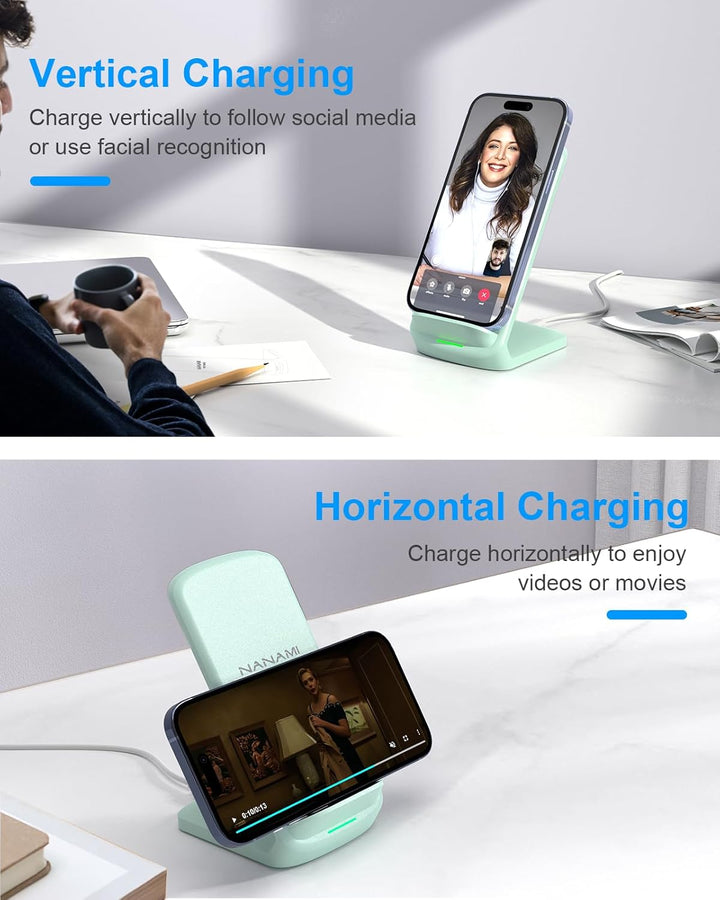 NANAMI Fast Wireless Charger mit 20W PD Netzteil, 15W Induktive Ladestation | Für iPhone 17/16/15/14