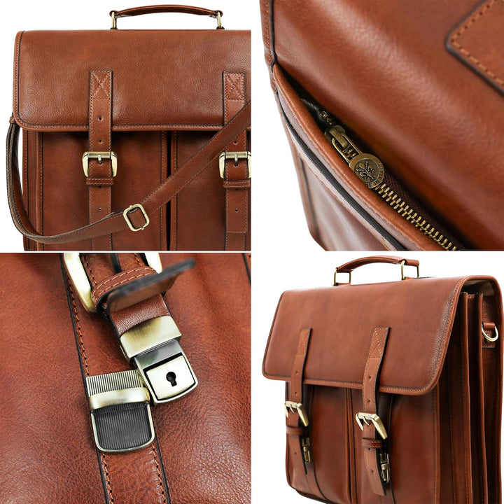 Time Resistance Leder Aktentasche Handgefertigte Umhängetasche Laptop Tasche für bis zu 15 Zoll Lapt