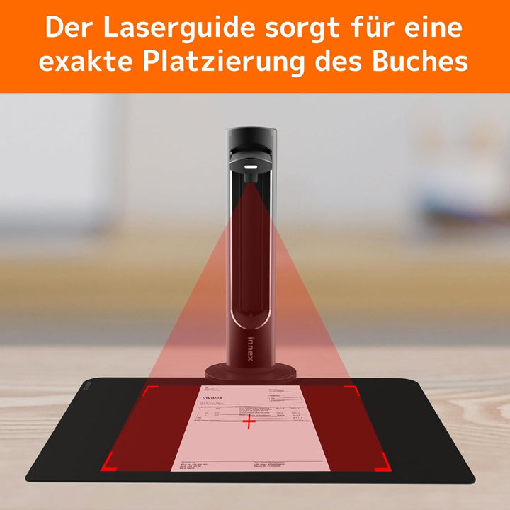 Innex DS200 USB Buchscanner, 20,1MP, A3-Dokumentenscan, OCR 120+ Sprachen, Auto-Glättung & Begradigu