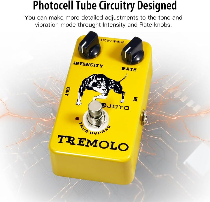 JOYO Tremolo-Effektpedal Beloved Old Amps Photoelektrische Röhrenschaltung Tremolo für E-Gitarren-Ef