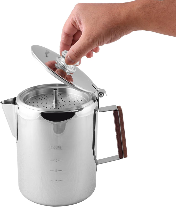 Coghlans Unisex – Erwachsene Coffee Pot Edelstahlkanne 12 Tassen Silber, 12 Tassen Silber