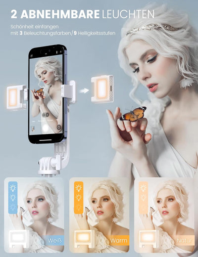 ANXRE 150cm Handy Stativ mit Licht FernauslöSer [All-In-One] Selfie Stick Handy Stativ Handyhalterun