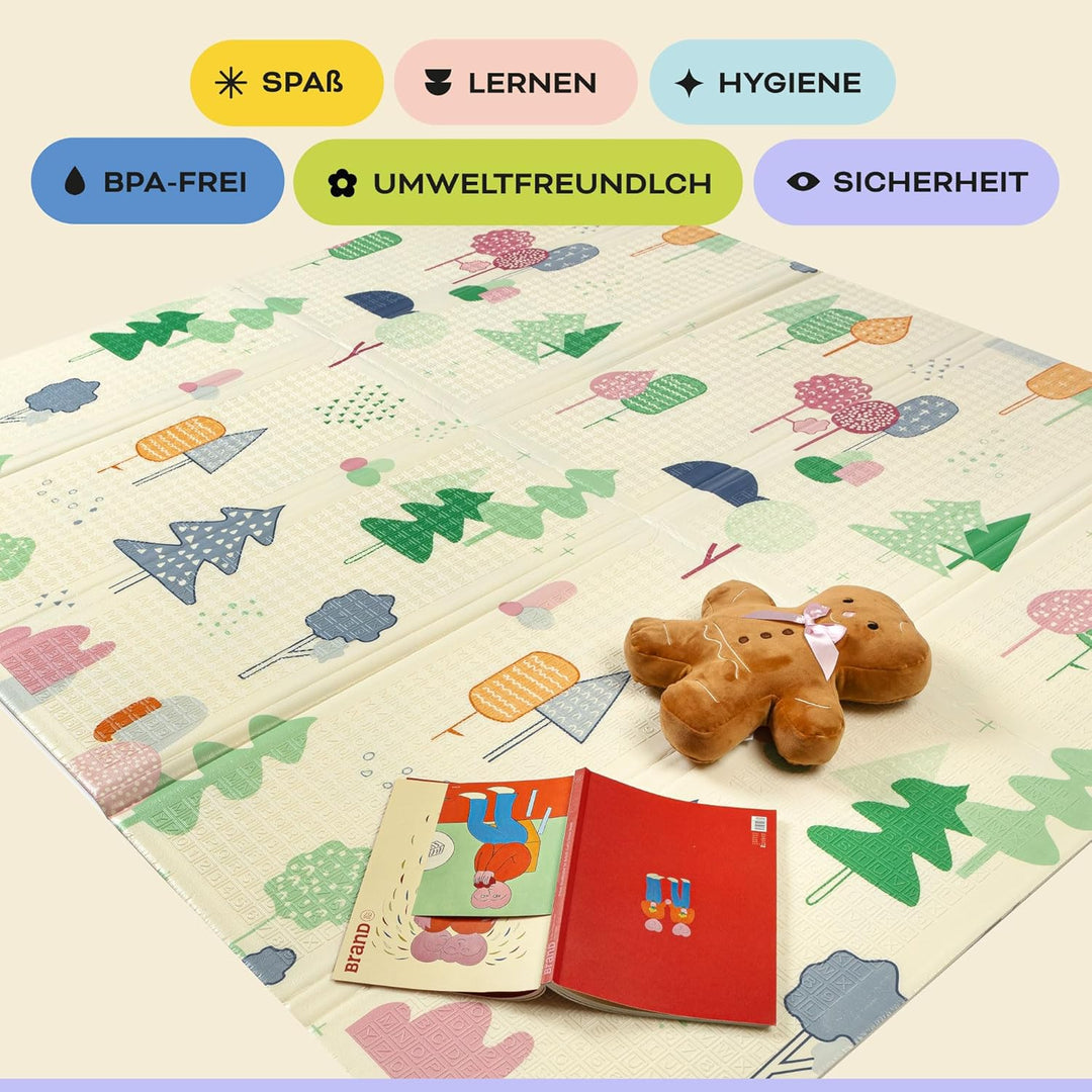 Baby-Spielmatte, faltbar, sensorisch, wasserdicht, ungiftig, wendbar. Vielseitige Matte, perfekt zum