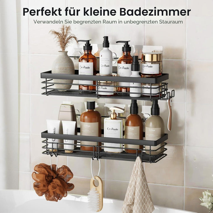 Orimade Duschablage ohne Bohren mit 5 Haken, Badezimmer duschregal ohne bohren Selbstklebend Duschab