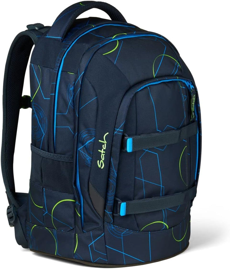 satch Pack Schulrucksack Set 3tlg. mit Sporttasche und Schlamperbox Blue Tech