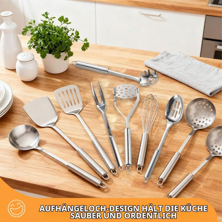 10er Küchenhelfer Set Küchenutensilien Edelstahl Kochlöffel Set Edelstahl Küchen Utensilien Set mit