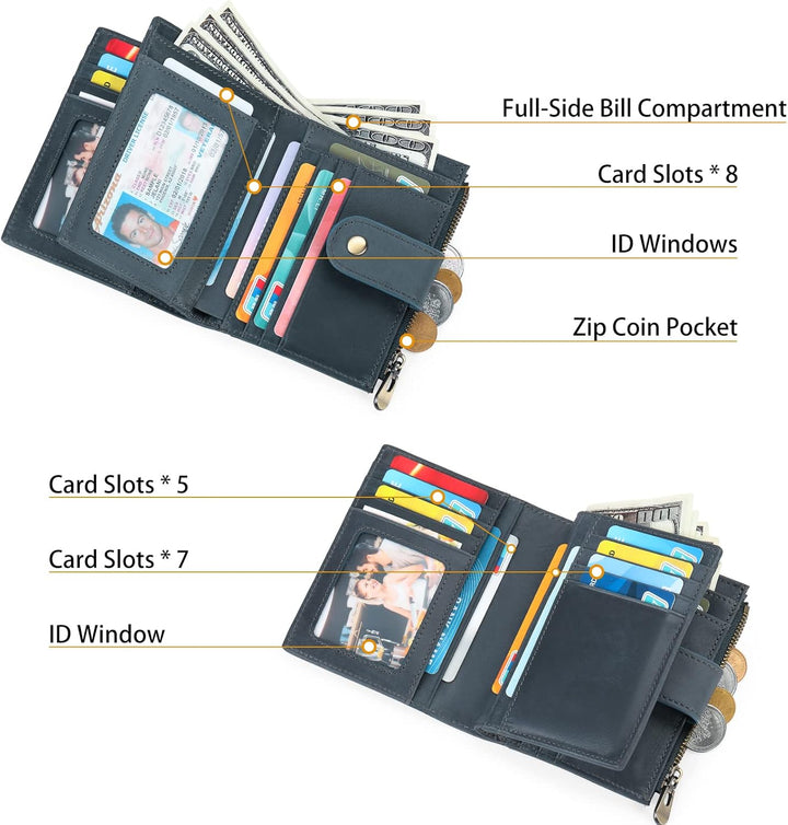 SENDEFN Herren Geldbörse aus echtem Leder - RFID Schutz - 15 Kartenfächer - Portemonnaie für Männer