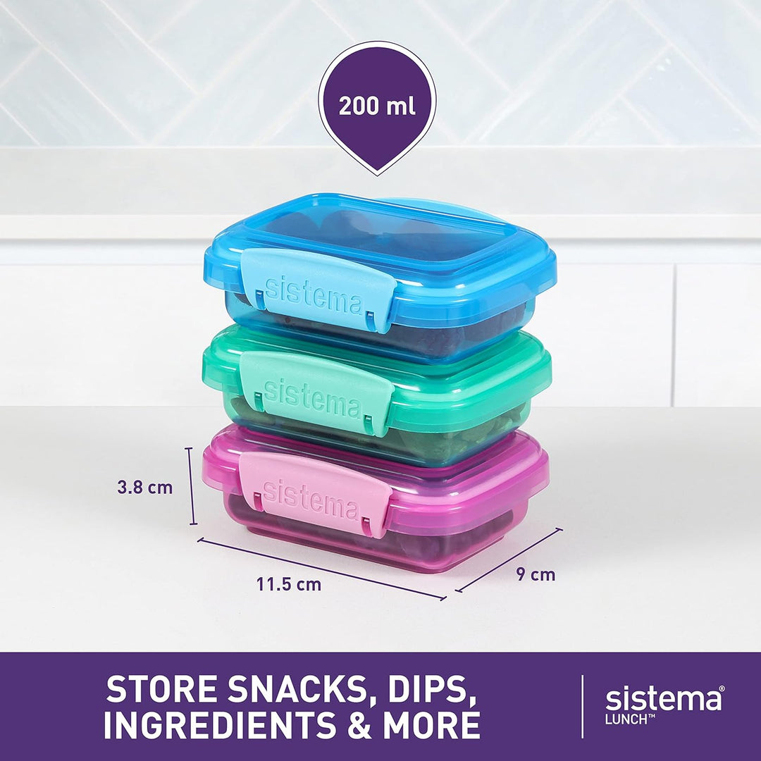 Sistema Lunch Frischhaltedose | 200 ml | kleine Snackboxen | BPA-freier Kunststoff | gemischte Farbe
