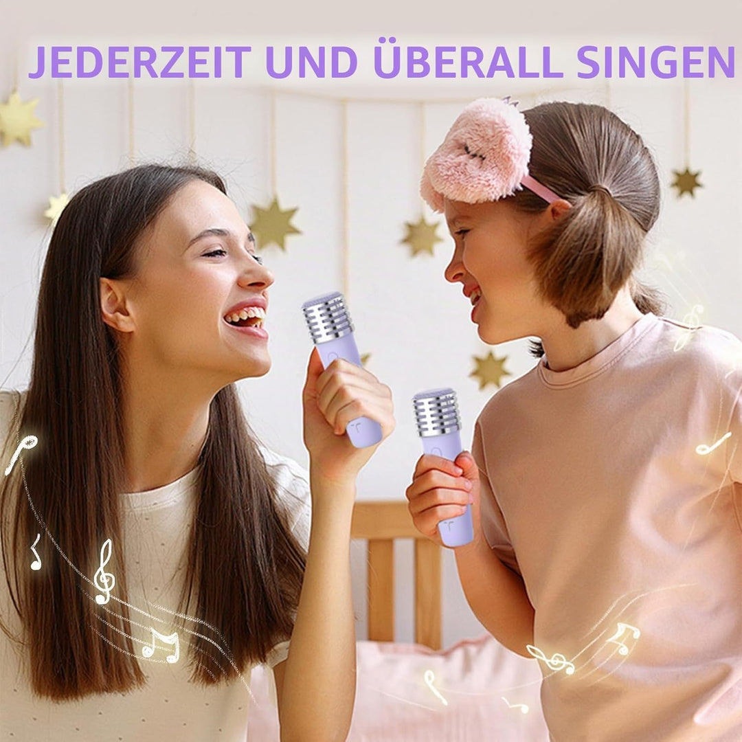 Karaoke Maschine 2 Mikrofone für Jungen Mädchen, tragbare Bluetooth-Lautsprecher mit dynamischen Lic