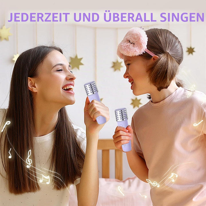 Karaoke Maschine 2 Mikrofone für Jungen Mädchen, tragbare Bluetooth-Lautsprecher mit dynamischen Lic