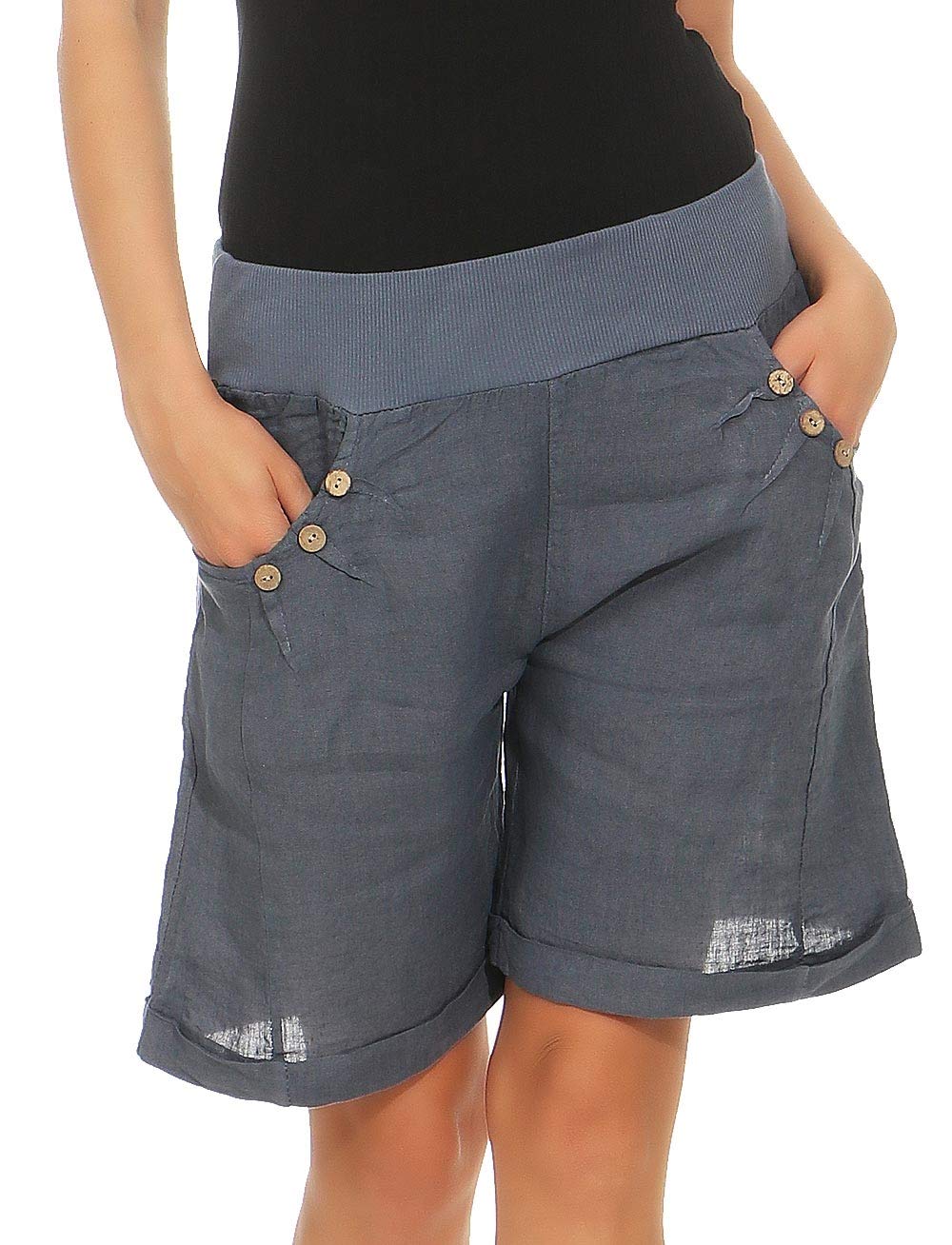 Malito Damen Bermuda aus Leinen | Shorts für den Strand | lässige Kurze Hose | Pants - Hotpants 8024
