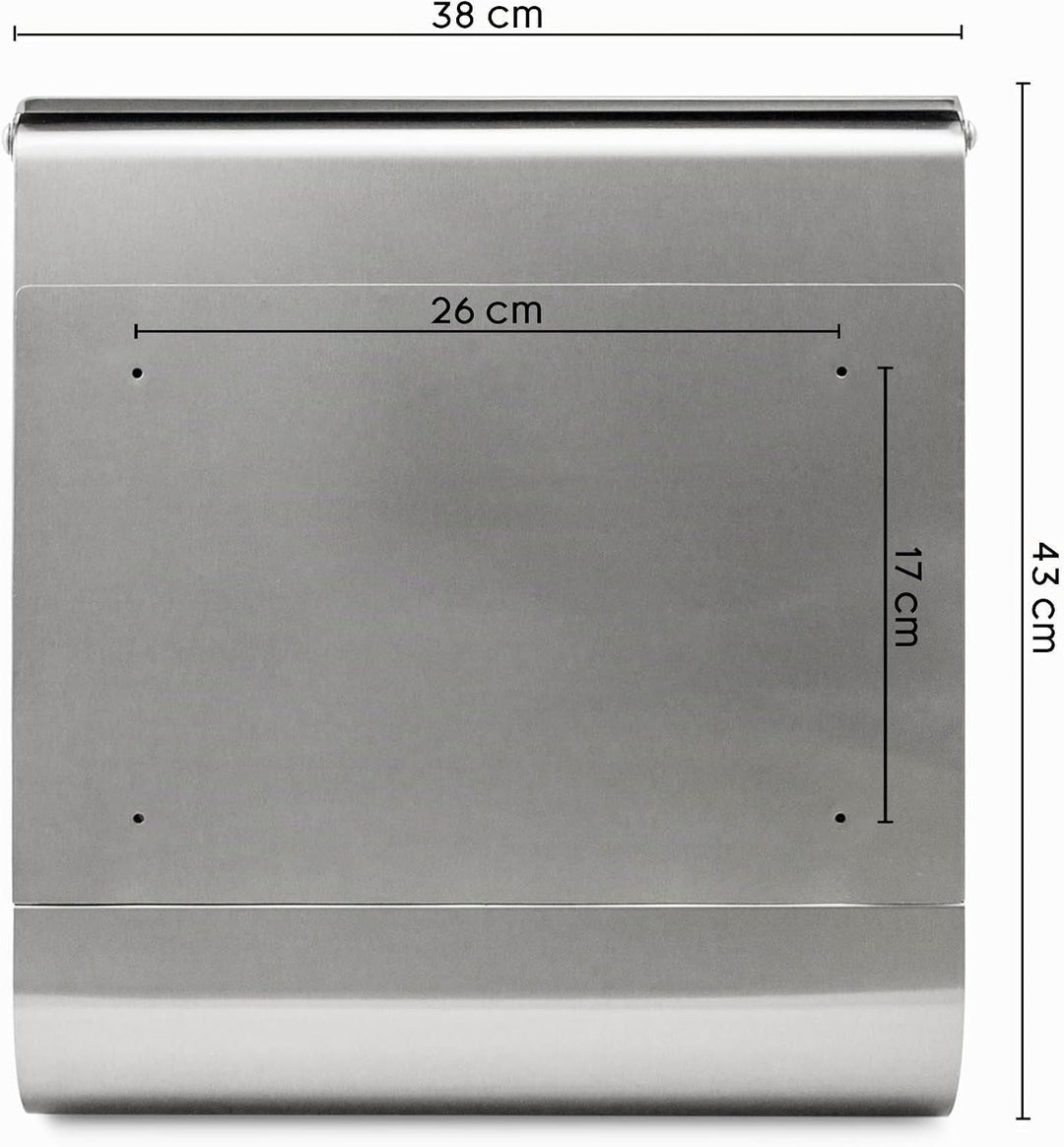 banjado Briefkasten Edelstahl personalisiert 38x43x12cm &amp; 2 Schlüssel - rostfreier Edelstahl Briefka