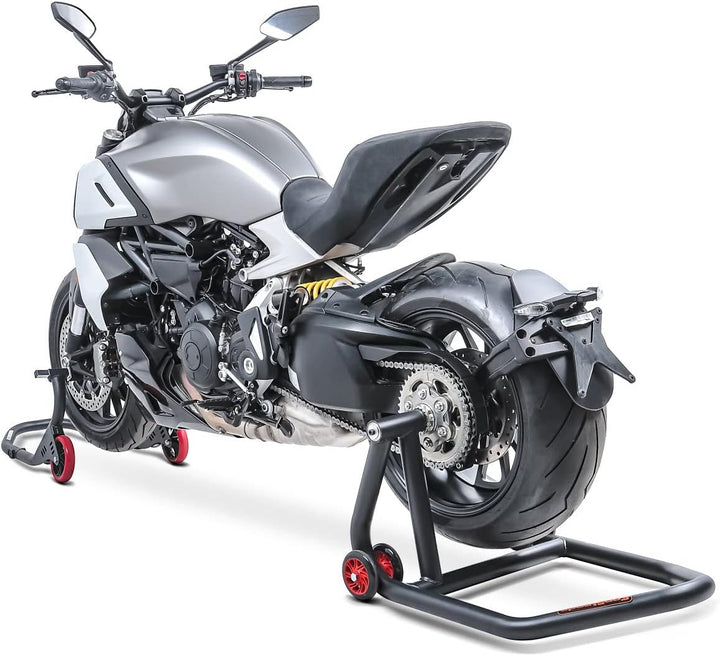 ConStands - Motorrad Montageständer für Ducati Multistrada 1200 10-17 Schwarz Hinterrad Einarmstände