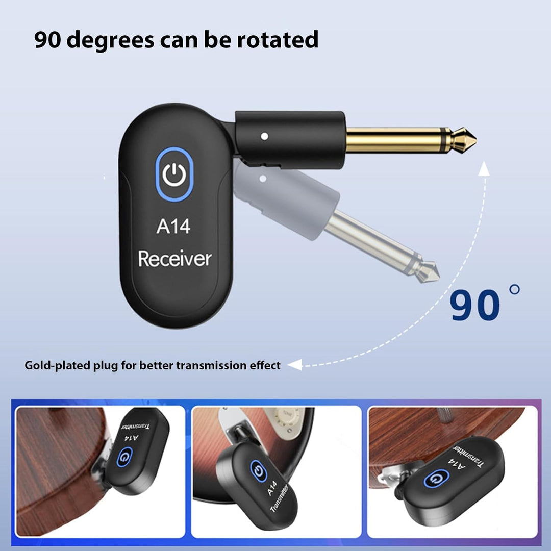 Btuty Plug and Play Kabelloses Gitarrensystem, 90° drehbar Gitarren-Funksender-Empfänger Drahtloses,