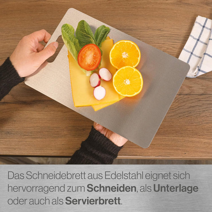 Edelstahl Schneidebrett - Für Fleisch, Fisch & Gemüse - Hygienisches Schneidbrett Metall - Stahl Bre