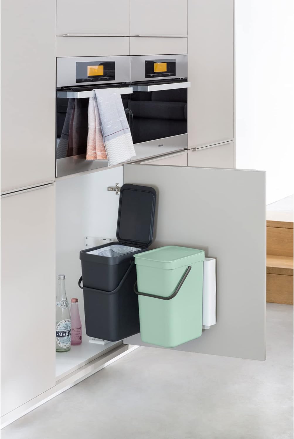 Brabantia Sort and Go Einbaubehälter, 2 x 12 l, Jadegrün/Grau