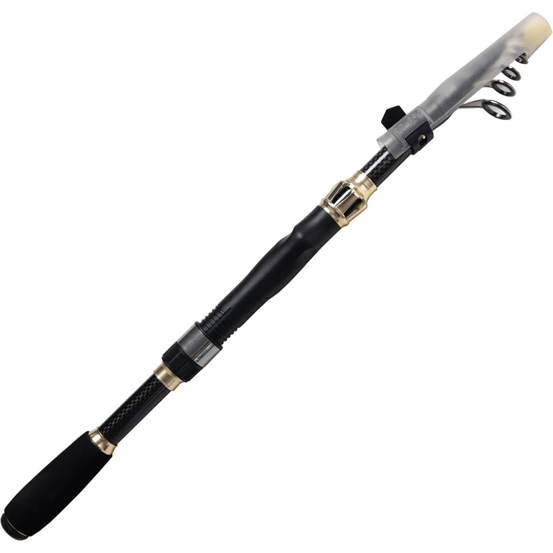 Teleskoprute Reiserute 2,10m 7-28g – Spinnrute Angelrute Carbon 136g, 44 cm Packmass - für Barsch Fo