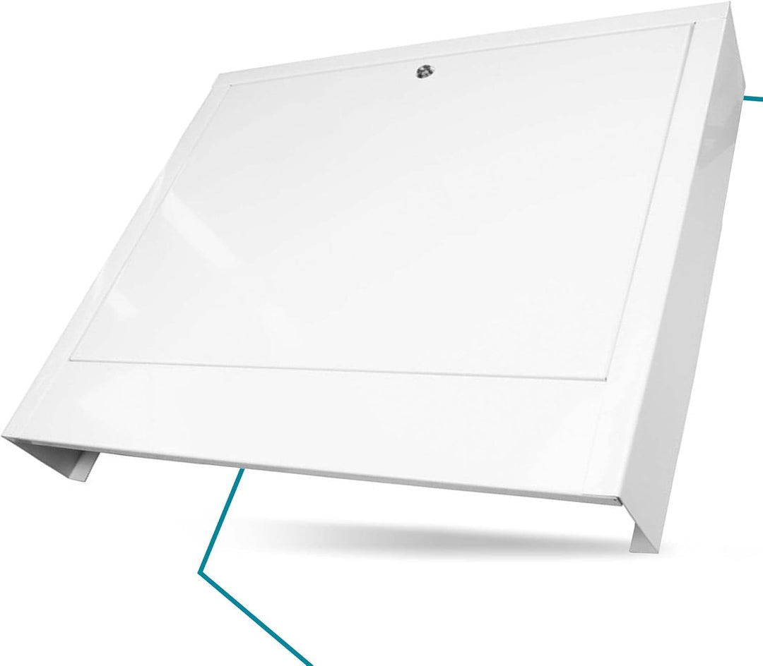 Verteilerschrank Zentrale Fussbodenheizung 10-12 Anschlüsse Aufputzgehäuse aus Weiss Pulverbeschicht