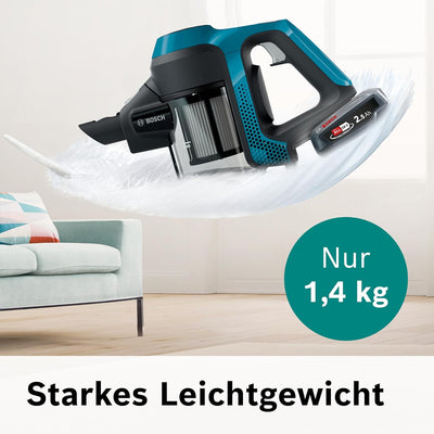 Bosch Akku-Staubsauger Unlimited Serie 6 BKS6111P, kabelloser Handstaubsauger, beutellos, leicht, Hy