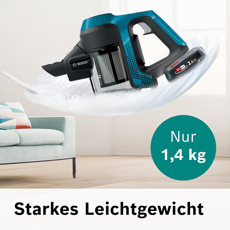 Bosch Akku-Staubsauger Unlimited Serie 6 BKS6111P, kabelloser Handstaubsauger, beutellos, leicht, Hy