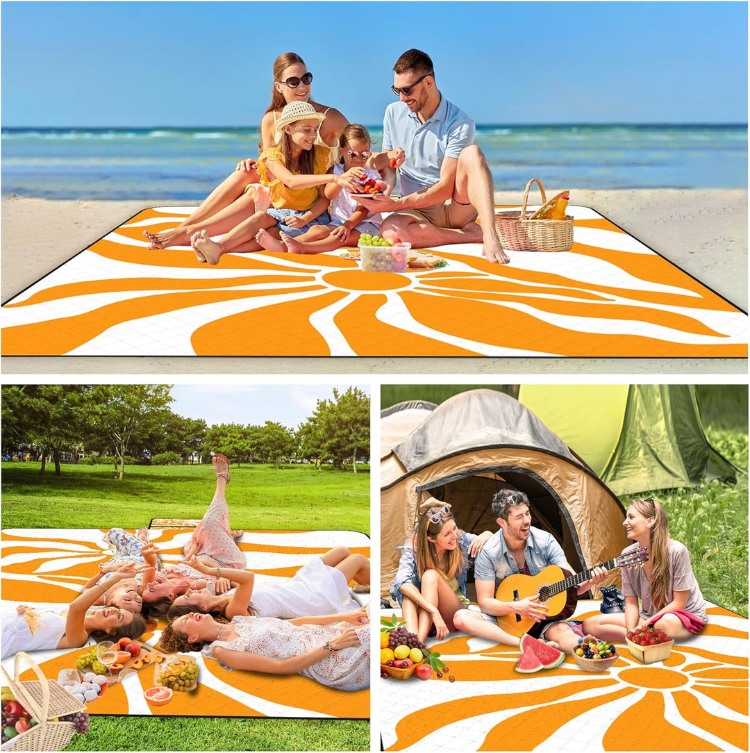 Picknickdecke wasserdichte sandfreie，200x200 cm waschbare Stranddecke,extra grosse Strandtuch XXL mi
