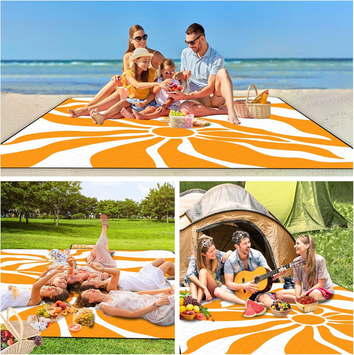Picknickdecke wasserdichte sandfreie，200x200 cm waschbare Stranddecke,extra grosse Strandtuch XXL mi