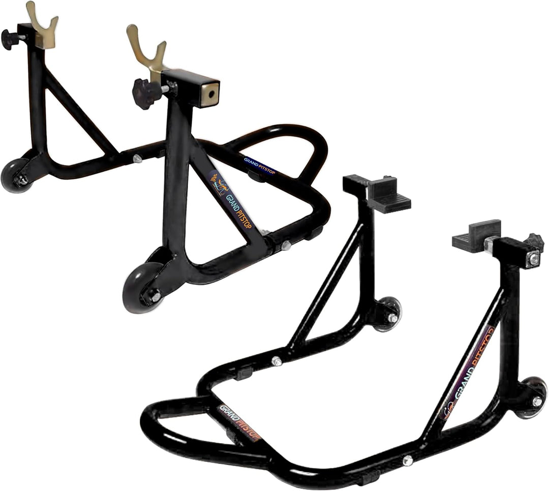 Grand Pitstop Universal Rear Paddock Stand for Bike Attached Skate Wheels with Swingarm Rest (Disman