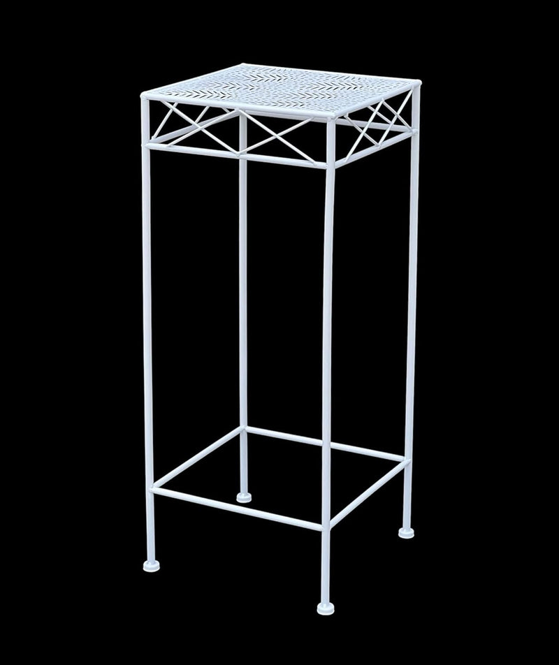 DanDiBo Blumenhocker Weiss Metall Eckig 70-50 cm Blumenständer 96314 Beistelltisch Blumensäule Moder