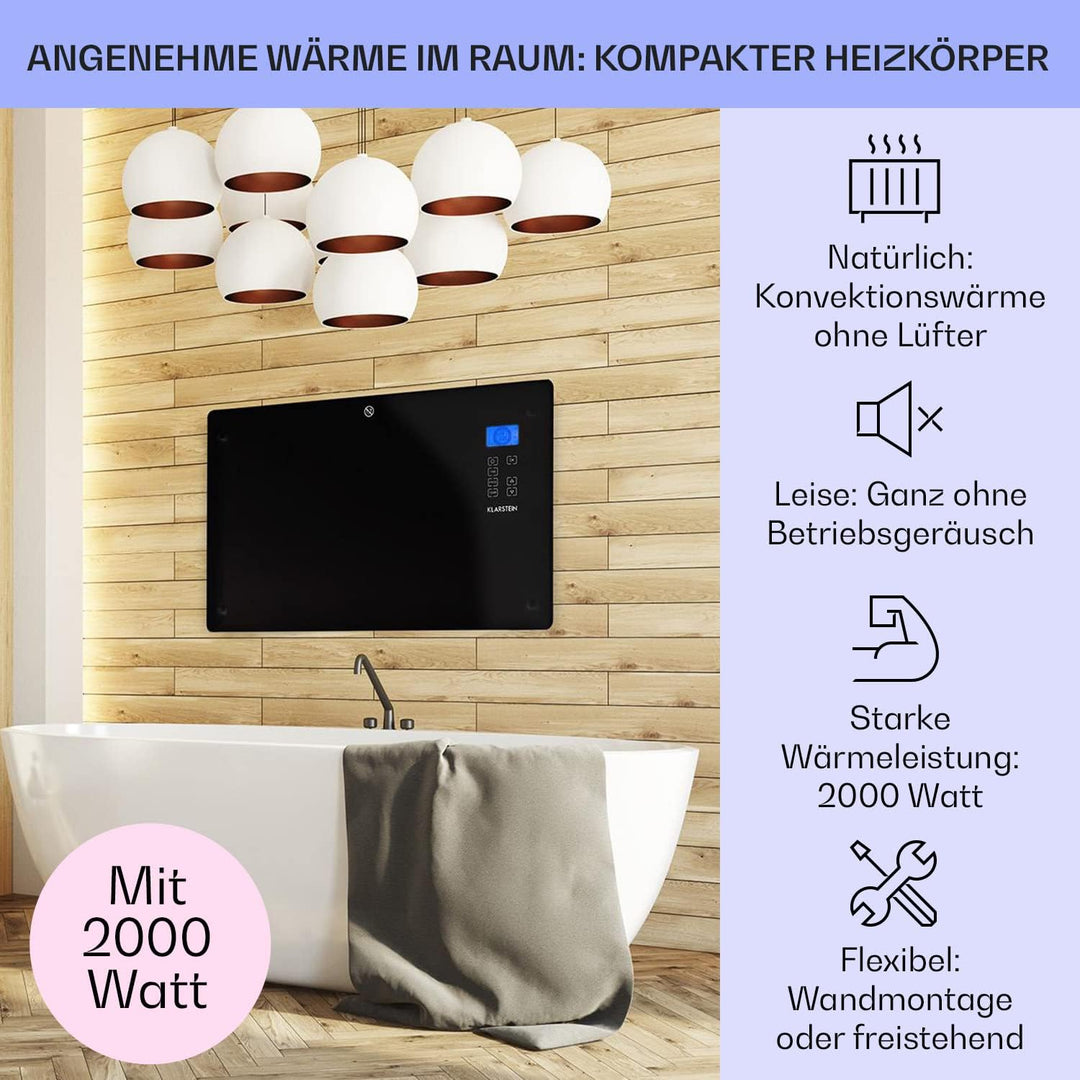 Klarstein Elektroheizung, Konvektor-Heizung mit, Mobile Elektroheizung Energiesparend, Leise Heizung