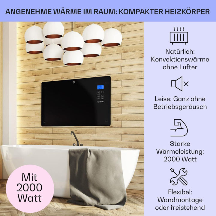 Klarstein Elektroheizung, Konvektor-Heizung mit, Mobile Elektroheizung Energiesparend, Leise Heizung