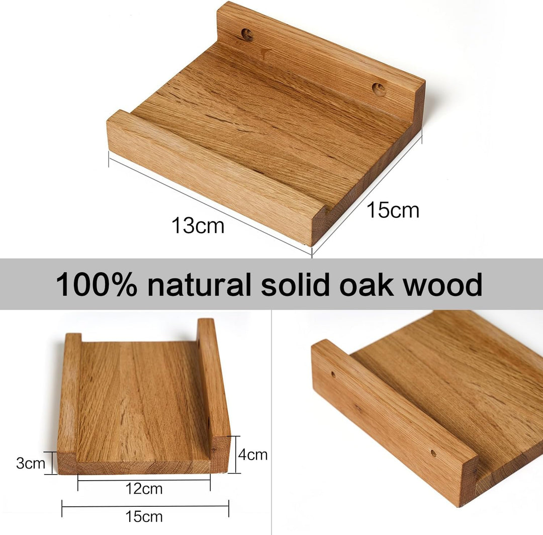 Gieanoo Wandregal Klein Holz, 4er Set Eiche Massivholz Kleine Schweberegal Holz 15cmx13cm Pflanzenre