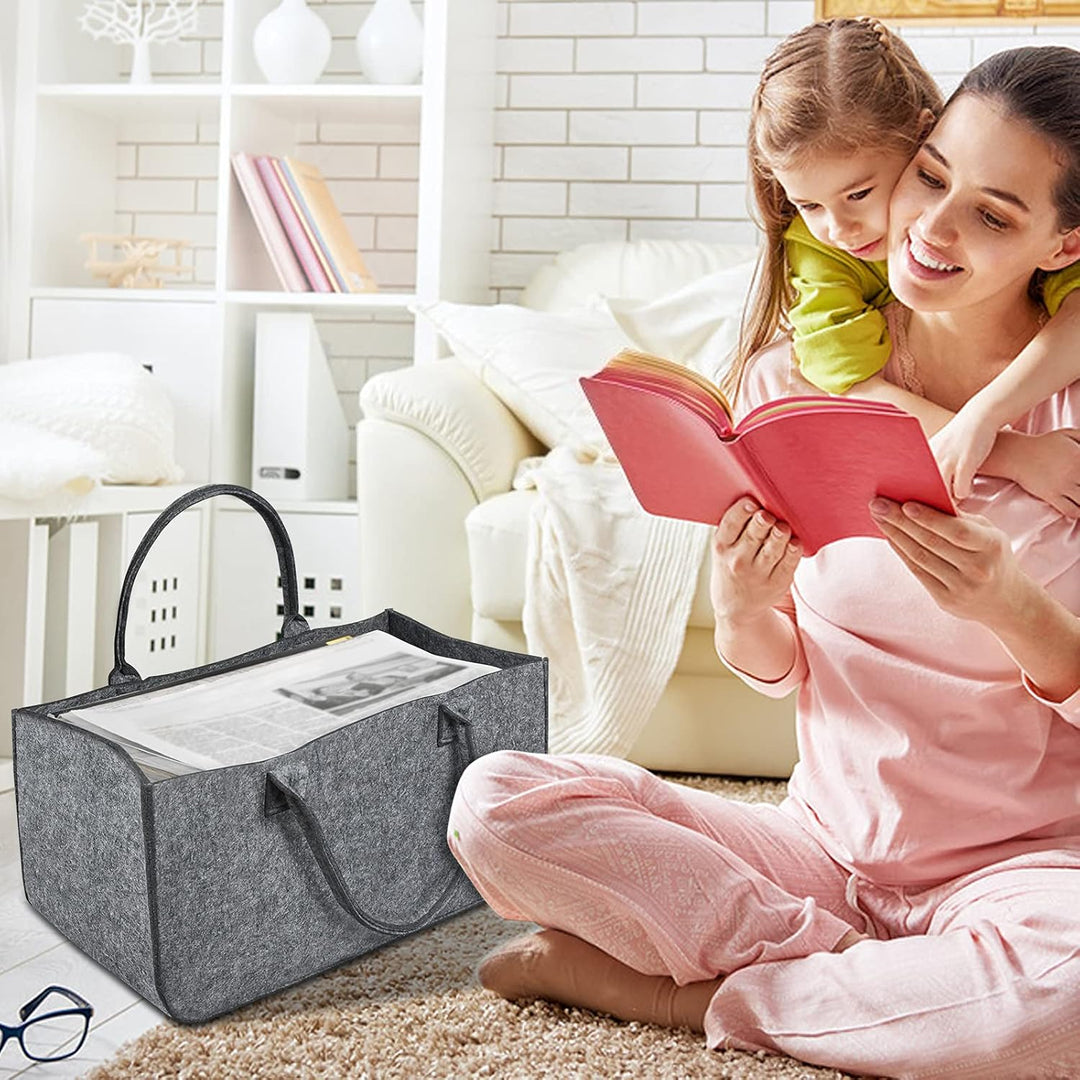 Yznahre Filztaschen, 4 Stücke Faltbar Filztasche Kaminholz Kaminholztasche Filz, Filzkorb Filztasche