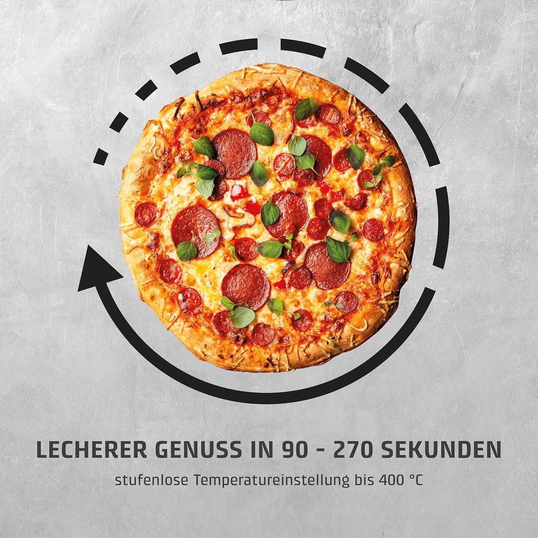 CASO PizzaChef 400° - Pizza Ofen, elektrisch, für Pizza, Pinsa, Flammkuchen, 400°C heisser Steinofen