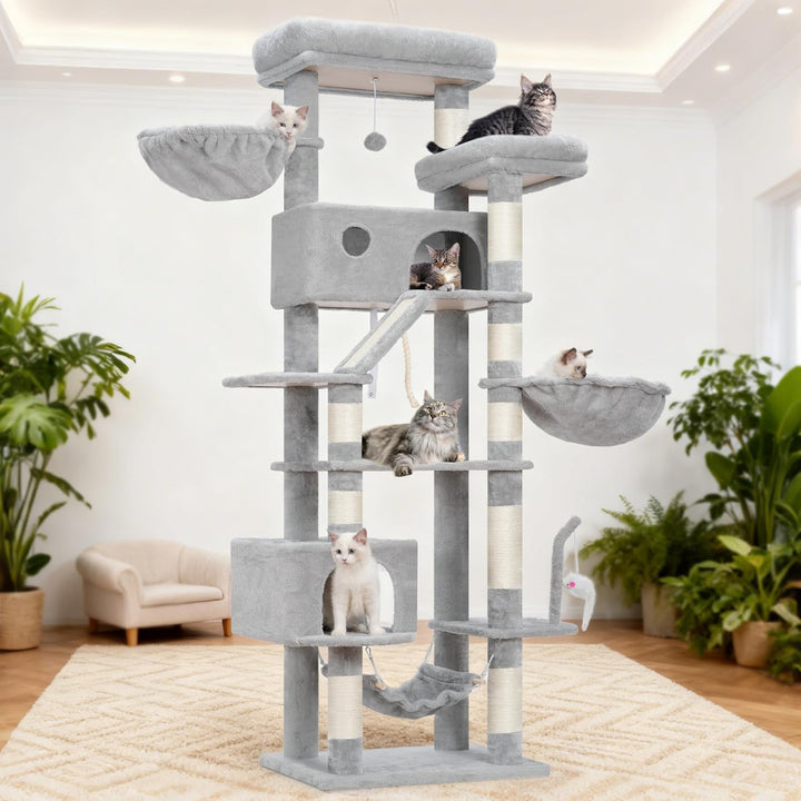 Kratzbaum gross, katzenbaum grosse Katzen stabil für Innenbereich, 200 cm katzenkratzbaum mit geräum